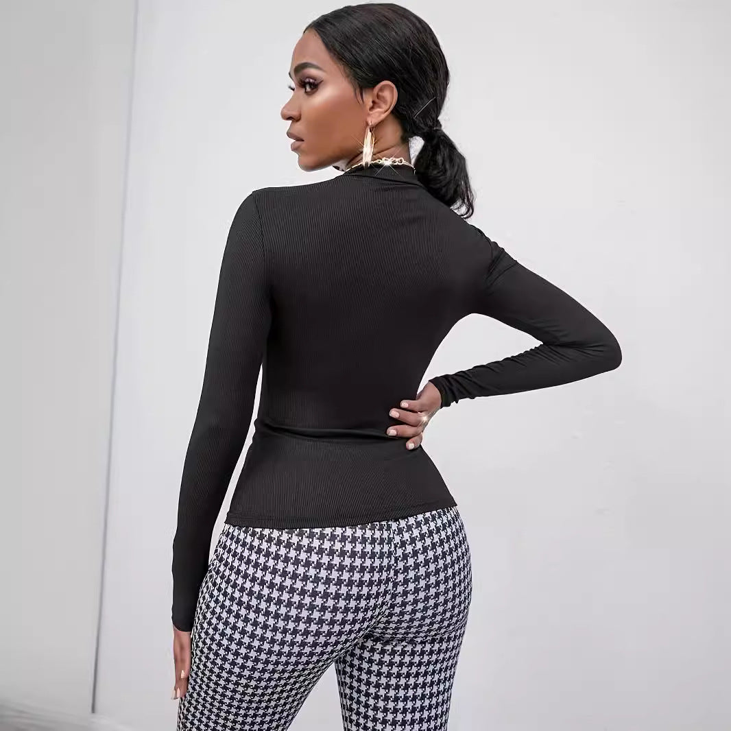 Dam Långärmad T-shirt Slim Fit Polyester med Strassdetaljer-3