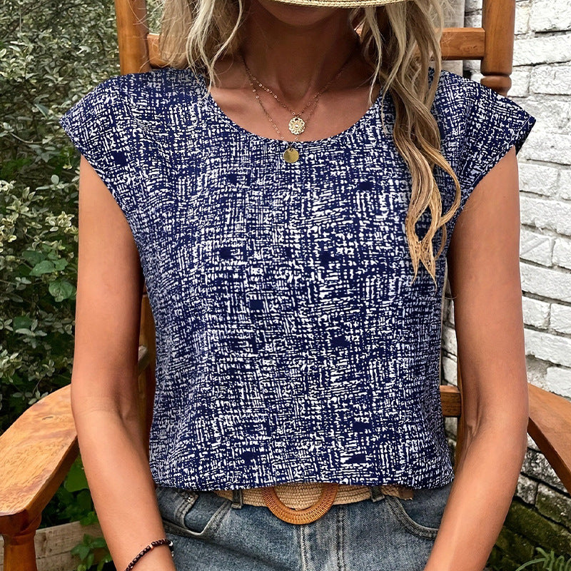 Stickad Dam Tröja Löst Passform Våffelmönster Cirkulär Halsringning-5