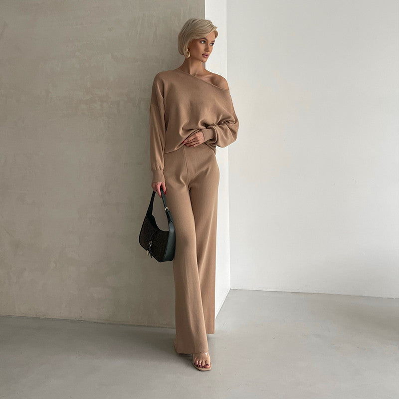 Dam Byxset Slim Fit Akryl Koreansk Stil-4