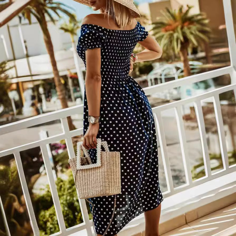 Kvinnors A-linjeformad Klänning Kortärmad Polyester med Tryck-6