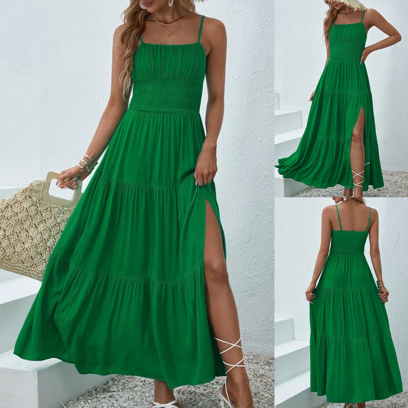 Kvinnors A-Line Klänning Spaghetti Remmar Polyester-2