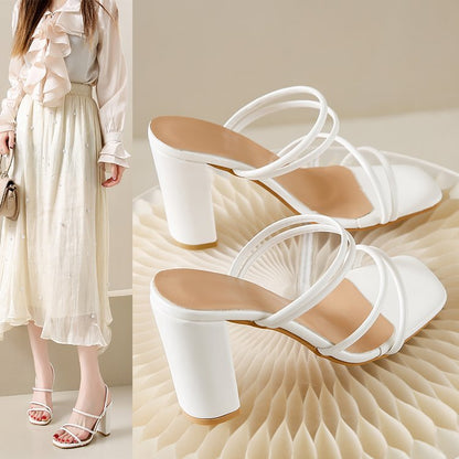 Damernas Höga Klackpantoletter Remdesign Syntetiskt Läder 5