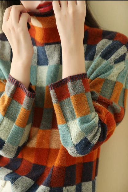 Dam Turtleneck Tröja Tryckt Mjuk Bomull Polyester 2