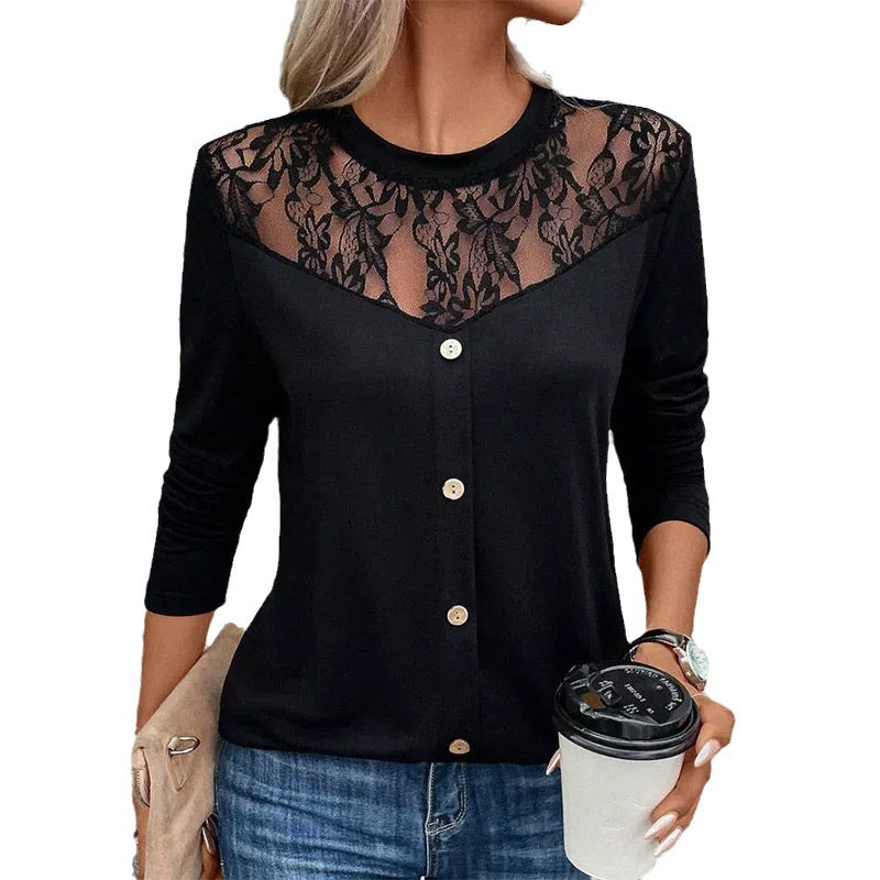 Långärmad T-Shirt Herr Knappfront Polyester-6