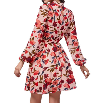 Kvinnors Midi Klänning A-linje Polyester Lång Ärmar Cirkulär Hals 6