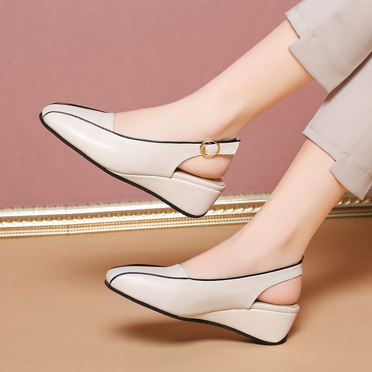 Elegant Slingback Wedges för Kvinnor med Kilsula i Syntetiskt Läder – Trendiga Skor för Vardag och Fest 3