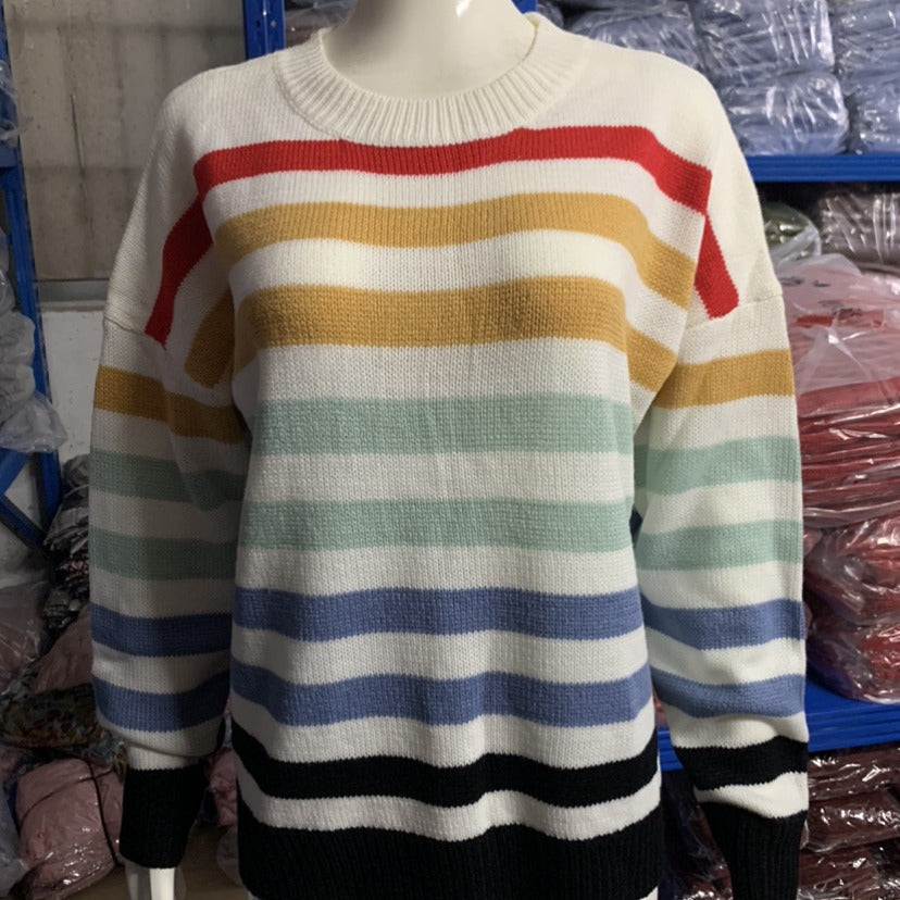 Dam Långärmad Topp Färgblockering Polyester-2