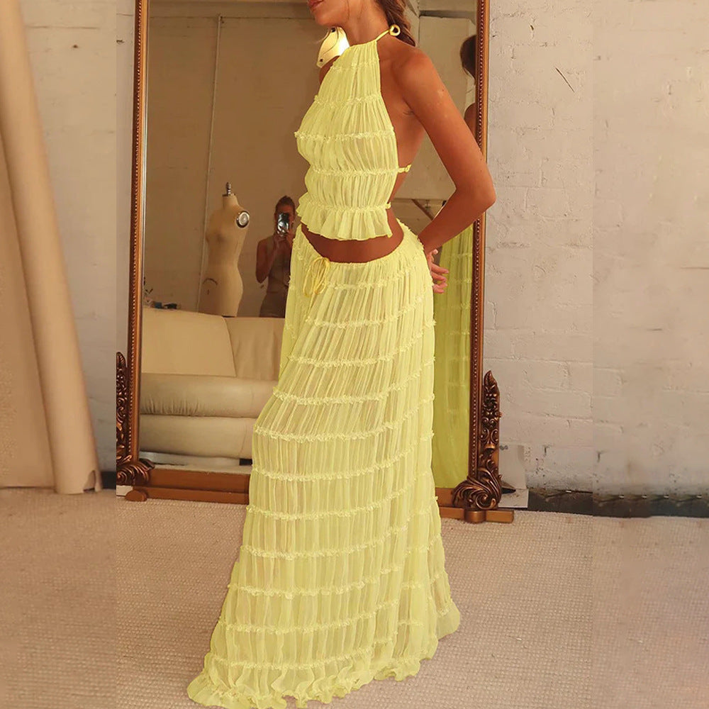 Maxiklänning Dam Ärmlös Spetsdetaljer Polyester Elegant Maxi Klänning-5