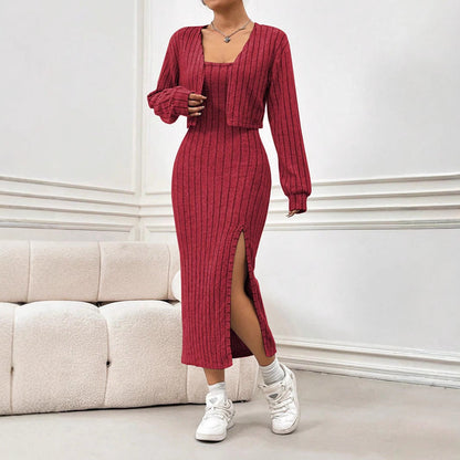 Damklänning Midi Spaghettiband Polyester Delad Design-6