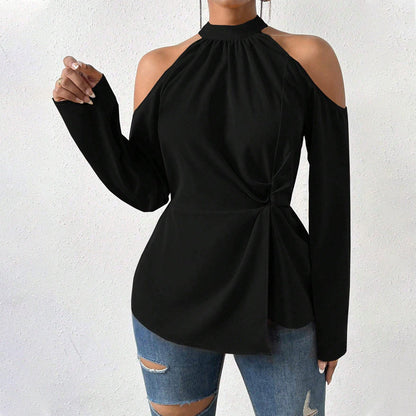Kvinnors Festtop Axelfri Wrap Bomullsmix Elegant Topp 1