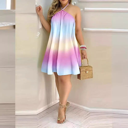 Kvinna A-Line Kjol Spaghetti Bärare Mjuk Tyg-3