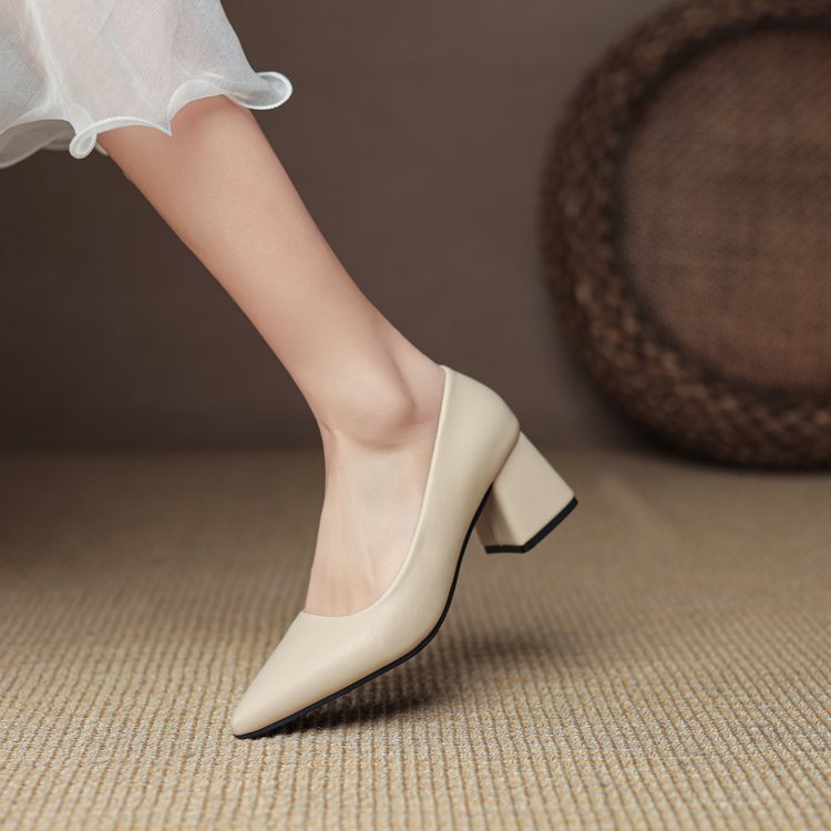 Kvinnor Blockklack Pumps Läder Elegant Komfort 7 cm Klack-6