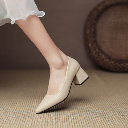 Kvinnor Blockklack Pumps Läder Elegant Komfort 7 cm Klack-6