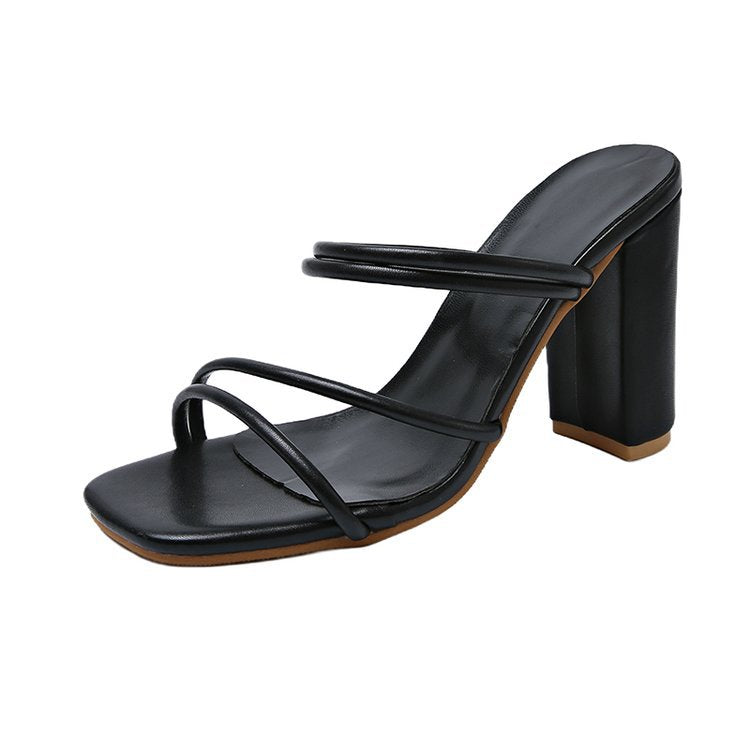 Damernas Höga Klackpantoletter Remdesign Syntetiskt Läder 6