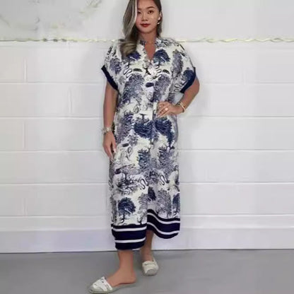 Kvinno Klänning Kortärmad Tryckt Polyester Elegant Avslappnad-3