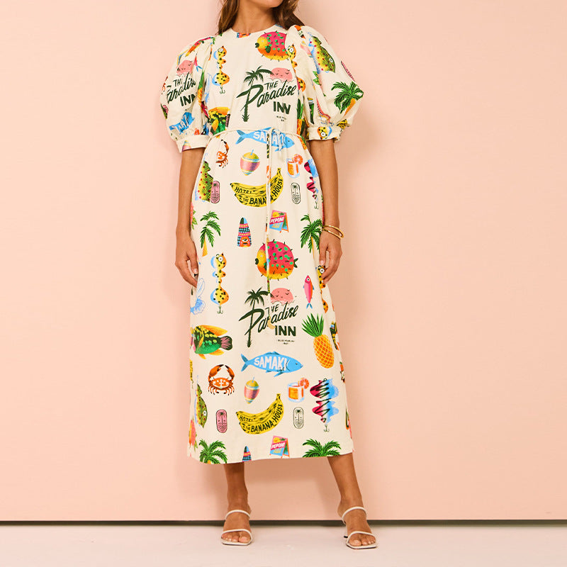 Dam A-Line Kjol med Puffärmar Polyester 5