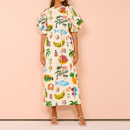 Dam A-Line Kjol med Puffärmar Polyester 5