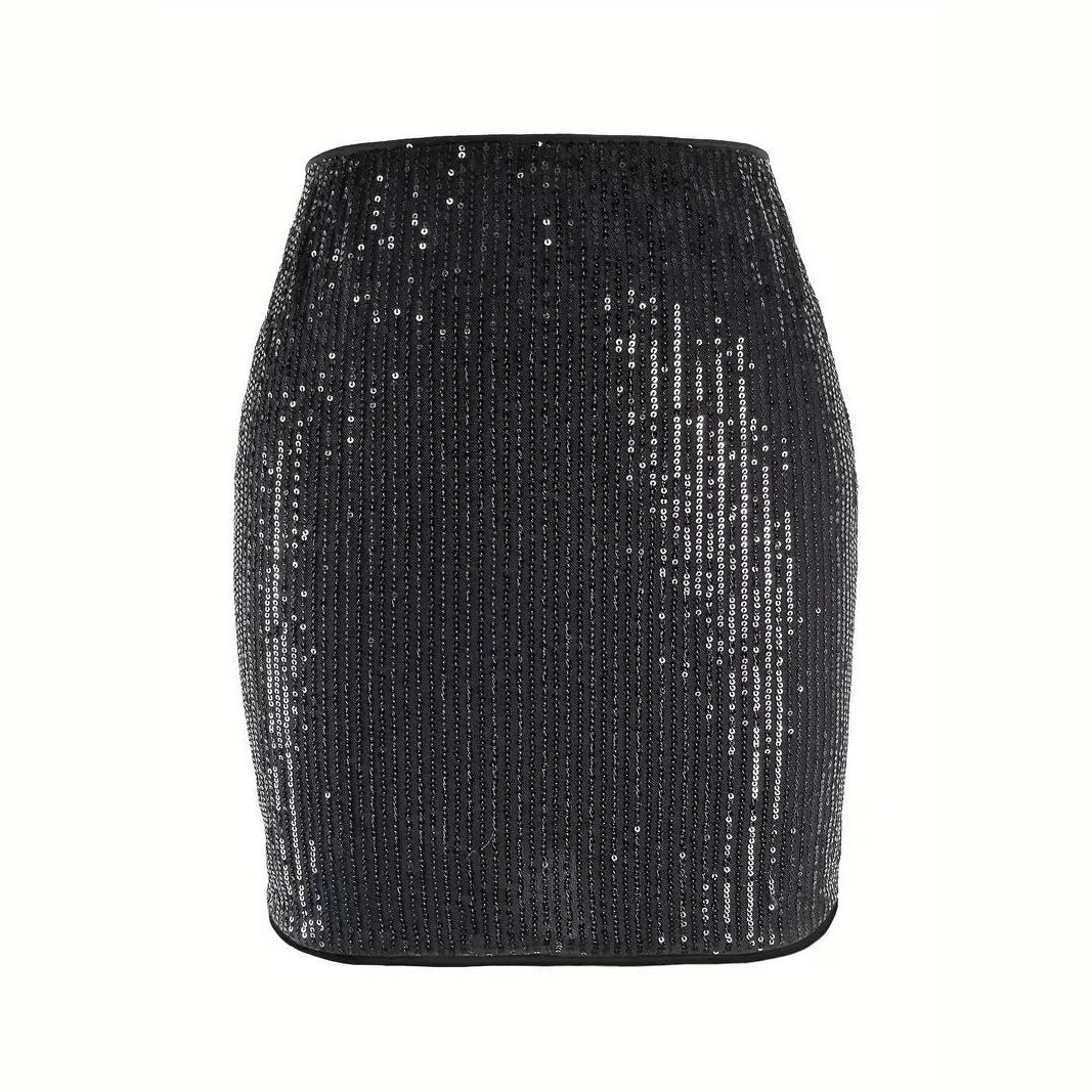 Damenrock mit Glitterdetails, Elastische Taille, Figurformende Silhouette, Hochwertiges Polyester, Ideal für Feste und Abende 5