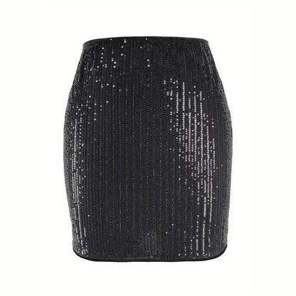 Damenrock mit Glitterdetails, Elastische Taille, Figurformende Silhouette, Hochwertiges Polyester, Ideal für Feste und Abende 5