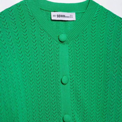 Dam Cardigan med Flätmönster och Korta Ärmar – Mjuk Blandning för Komfort och Stil 4