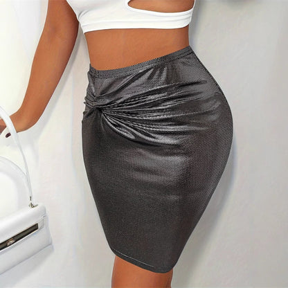 Kjol Dam Roterande Design Satin Elegant Hög Midja 2