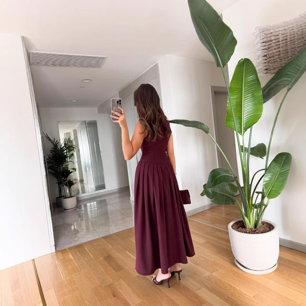 Fina Dam Klänningar Veckad Asymmetrisk Maxi Klänning i Polyester-5