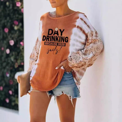 Kvinnors T-shirt Broderad Batikdesign Polyester Långa Ärmar 2