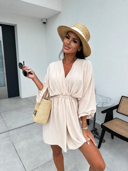 Variant image for Kvinnors Klänning V-ringning Polyester Långa Ärmar Elegant-11