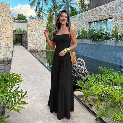 Kvinnors Lång Aftonklänning Flödande Snitt Andningsbart Tyg 3