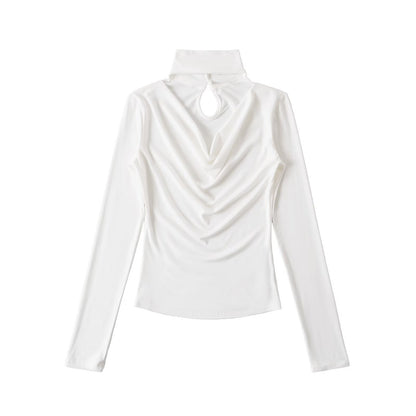 Kvinnors Långärmad Topp Wrap Design Andningsbart Material 7