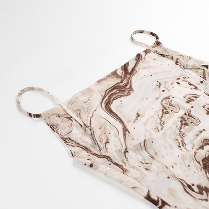 Kvinnors Klänning Spaghetti Satin Marmormönster-2