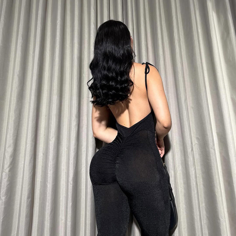 Kvinnors Jumpsuit Elegant Snitt Justerbara Spaghetti Band Elastiskt Tyg-5