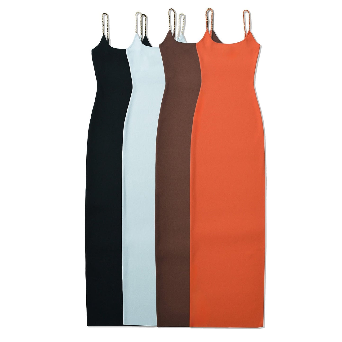 Dam Klänning Bodycon med Delade Sidor Mjuk Elastisk Material-3