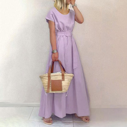 Maxiklänning Dam Lång Ärmar Polyester Elegant Sommarstil-1