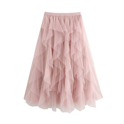 Kjol Dam Långkjol Ruffles Polyester Midilängd-2