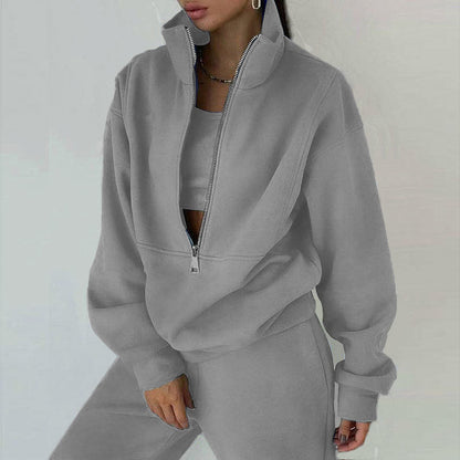 Variant image for Kvinnors Sport Set Fleece med Långa Ärmar och Dragkedja-45