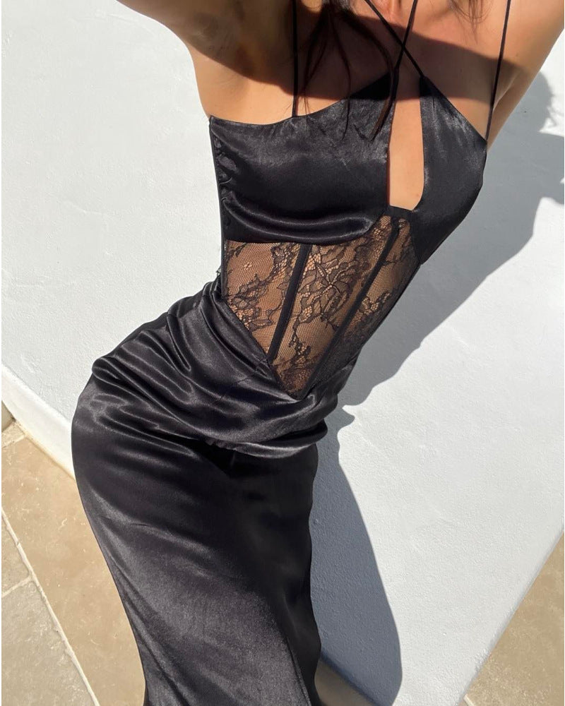 Kvinnors Klänning Delad Design Spandex Lång Kjol-5