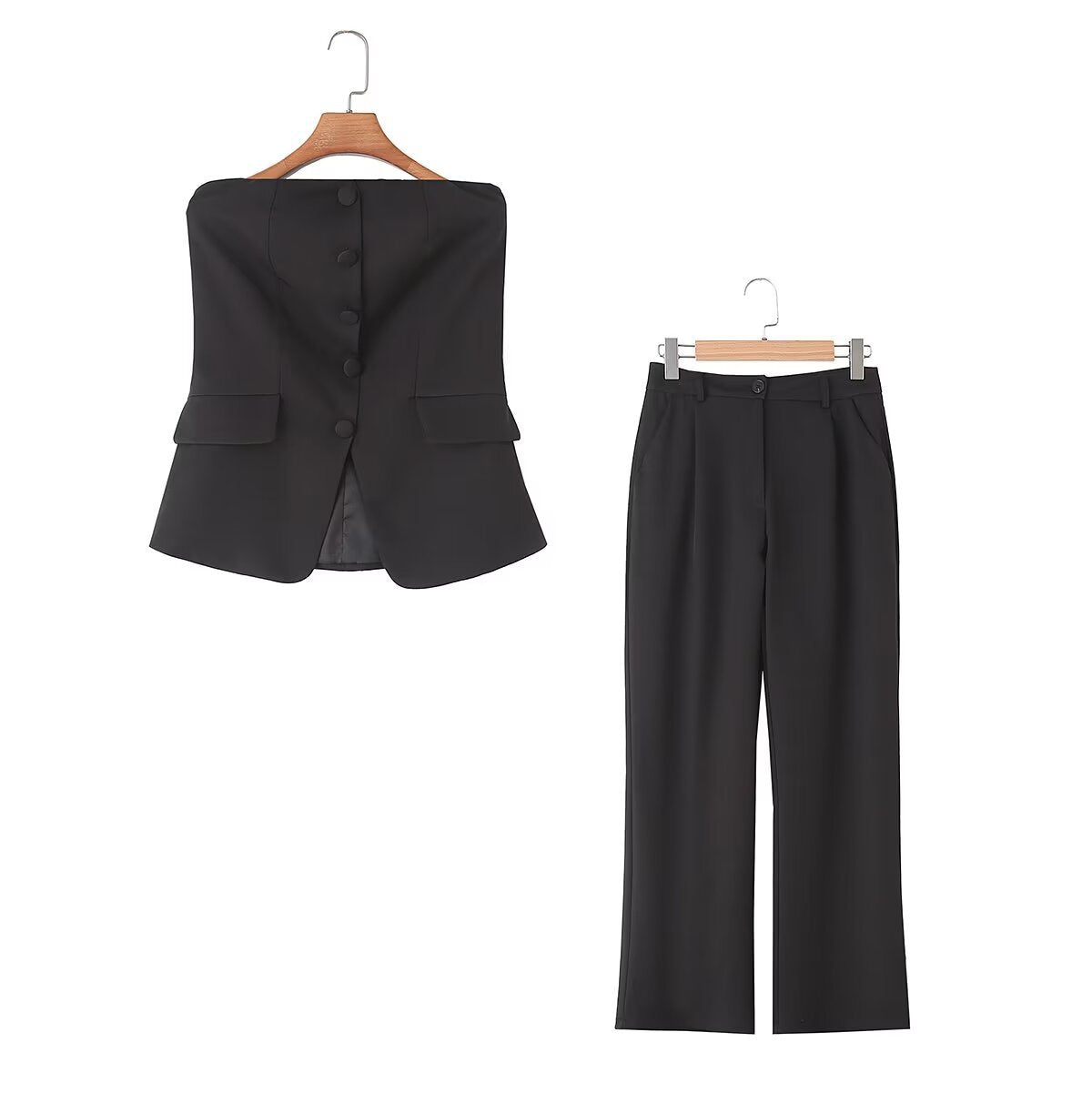 Variant image for Dam Slim-Fit Byxor Set med Ärmlös Top Högkvalitativt Tyg-1