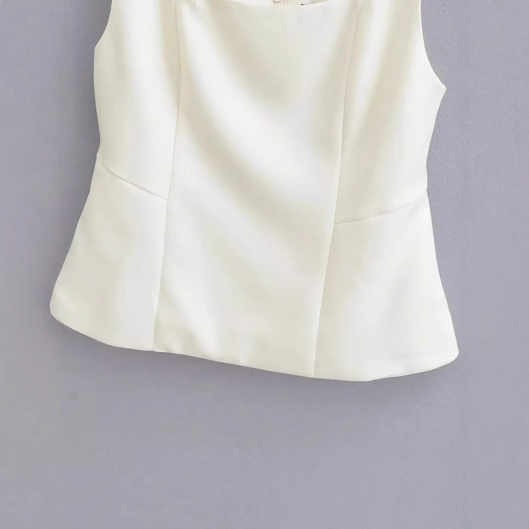 Dam Topp Strukturerad Design Polyester Bekväm Passform-4