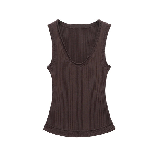 Kvinnors Festtop Djup V-hals Elastisk Ribbad Topp-1
