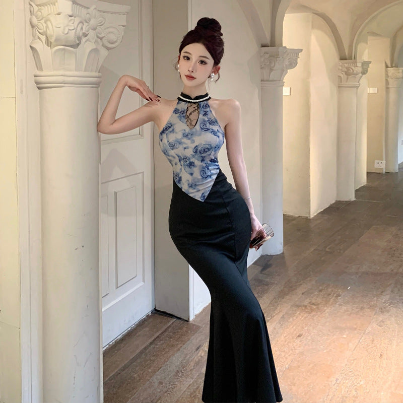 Variant image for Kvinna Cheongsam Klänning Sjöjungfru Stil Polyester-4