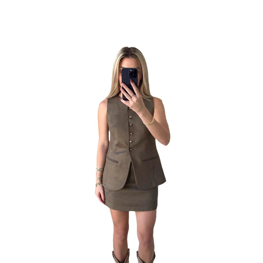 Dam Bodycon Set Monokrom Utan Ärmar Högkvalitativt Tyg-6