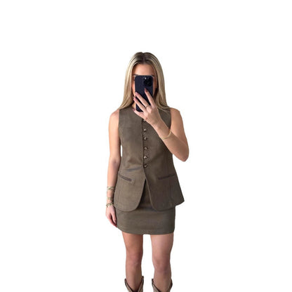 Dam Bodycon Set Monokrom Utan Ärmar Högkvalitativt Tyg-6