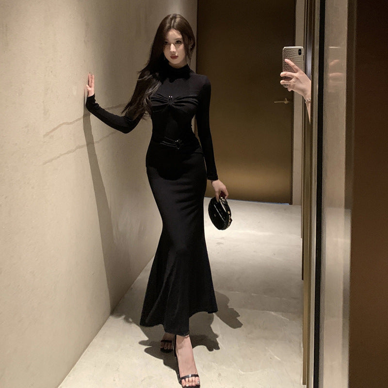 Kvinnors Mermaid Klänning Slim Fit Polyester Lång-3