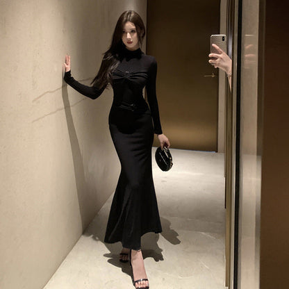 Kvinnors Mermaid Klänning Slim Fit Polyester Lång-3