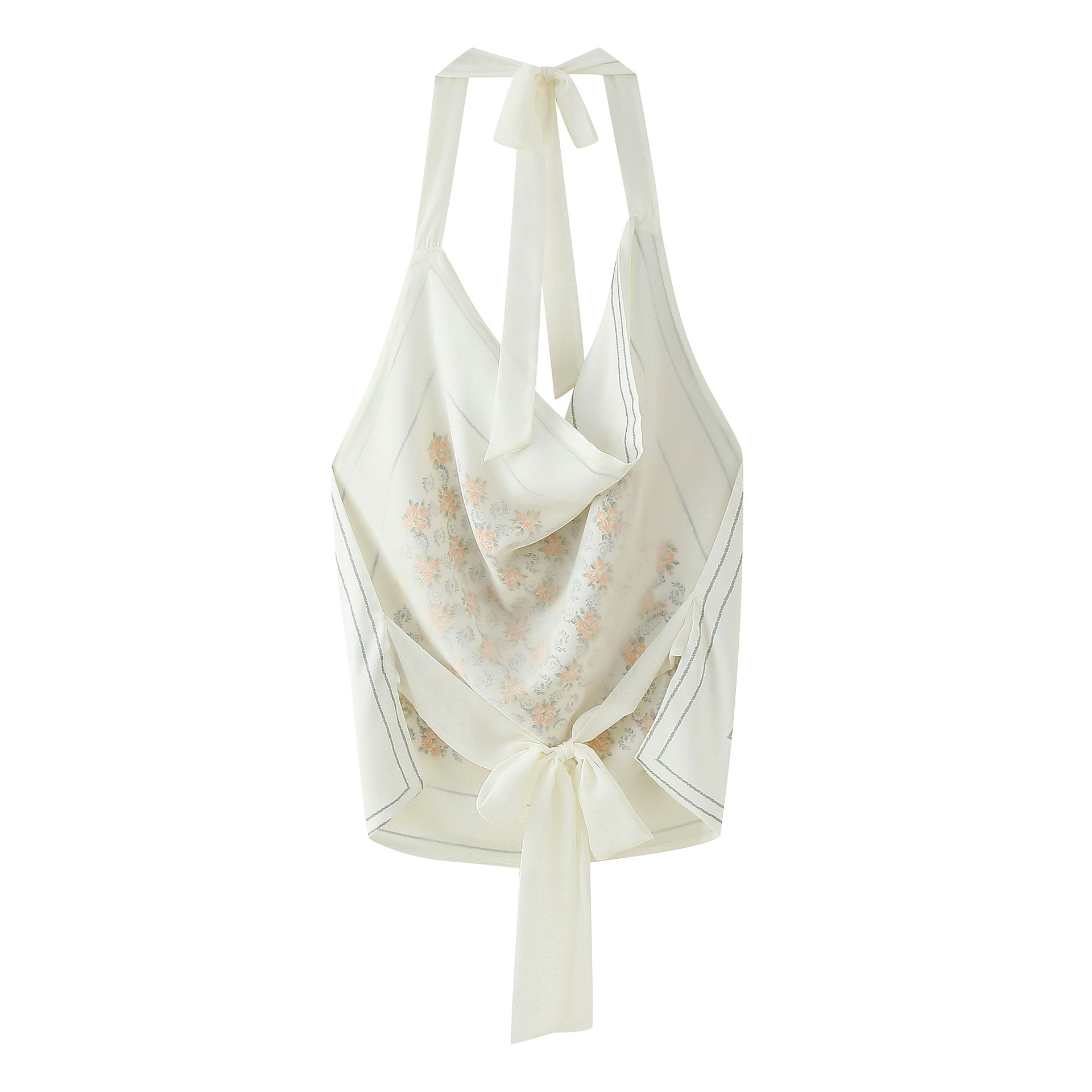 Dam Topp Blommig Design Bomull Elegant Snitt-2