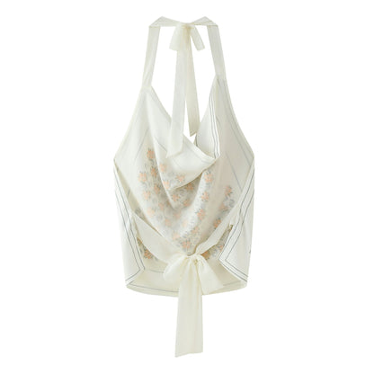 Dam Topp Blommig Design Bomull Elegant Snitt-2