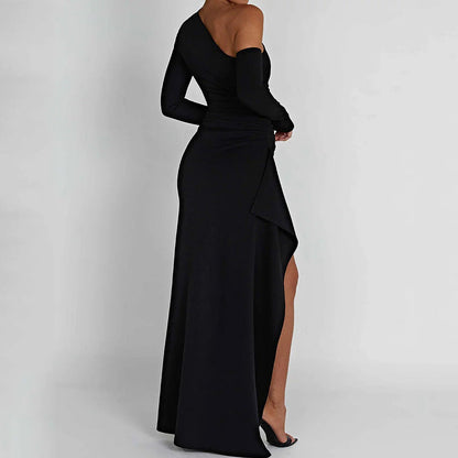 Maxiklänning Dam Långärmad Bodycon Polyester-4