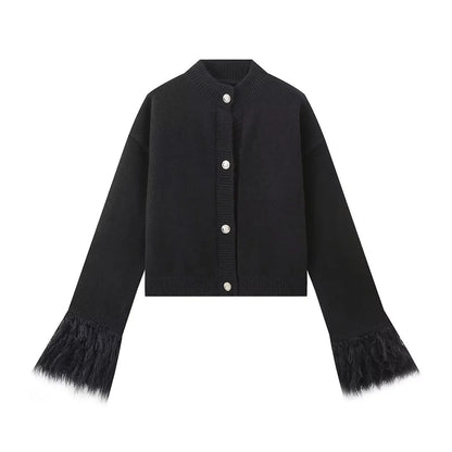 Damkofta med Fransade Ärmar i Mjuk Material – Elegant och Bekväm för Vardags- och Festlook 10