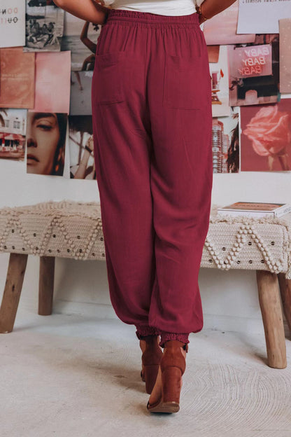 Dam Harembyxor Hög Midja Elastisk Polyester-5